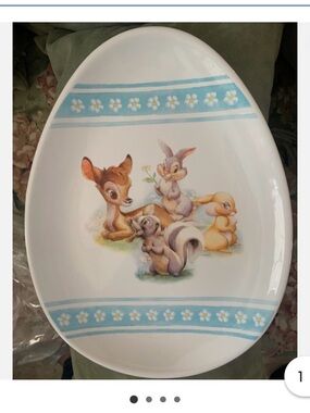Disney Oval Cookie Dish with Bambi & Friends - Vintage NEW